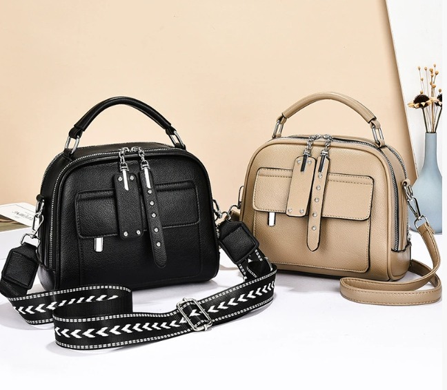 Eclipse Multi-Chamber Crossbody Bag with Double Belts