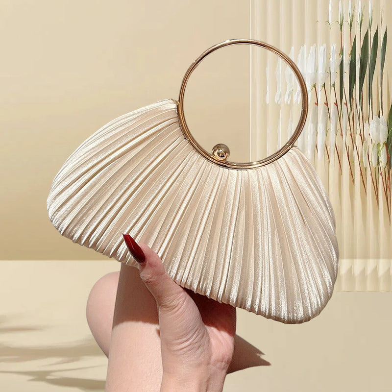 Silk Round Hand Pleated Evening Bag