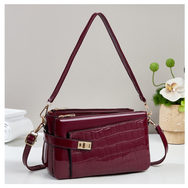 Lunara Glossy Croc Luxe Crossbody Bag